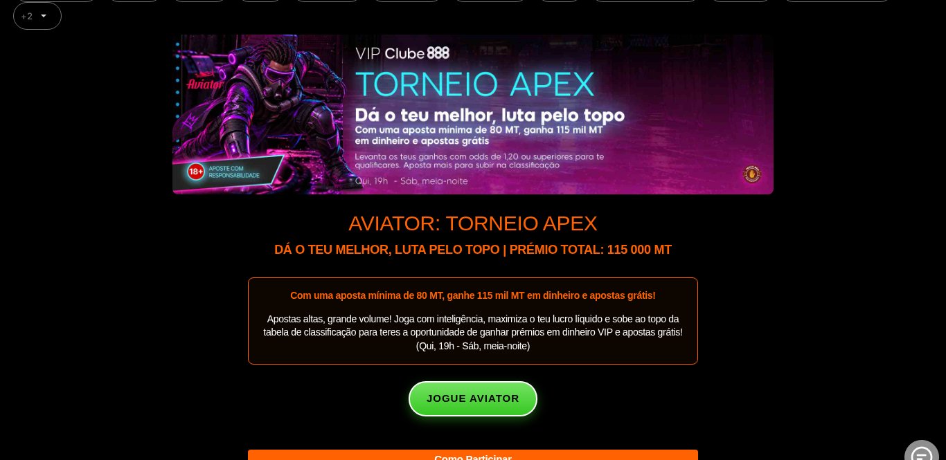 Torneio de Aviator Apex da 888bets, de 15 a 17 de Outubro de 2026: aposta mínima de 80 MT e pontuação pelo lucro líquido