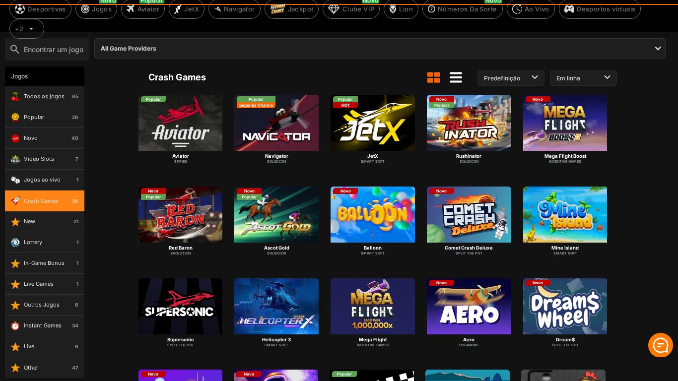 Categoria Crash Games da 888bets: Aviator, Navigator, JetX, Rushinator, Mega Flight Boost, Red Baron, Balloon, Comet Crash, Supersonic, Aero e Spaceman
