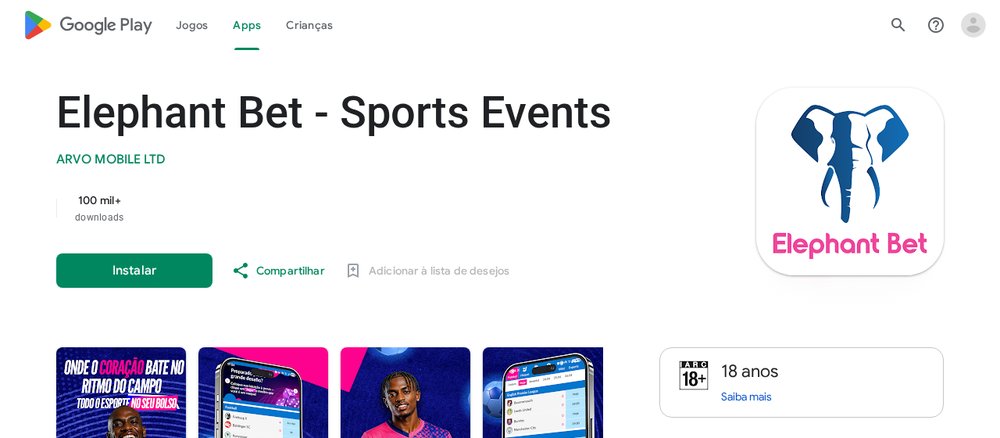 App Elephant Bet Sports Events no Google Play, da ARVO MOBILE LTD, uma app de resultados que não é da Elephant Bet