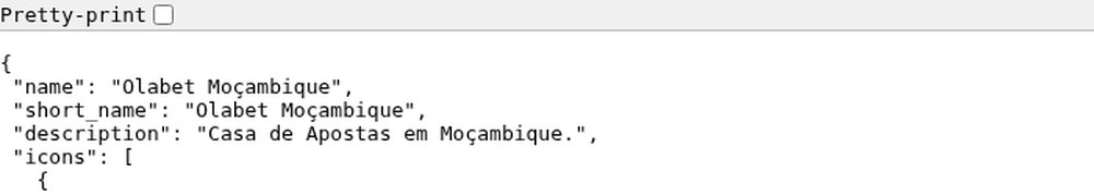 Manifesto da app web da OlaBet com o nome Olabet Moçambique, ecrã inteiro, orientação vertical e cor 008b82